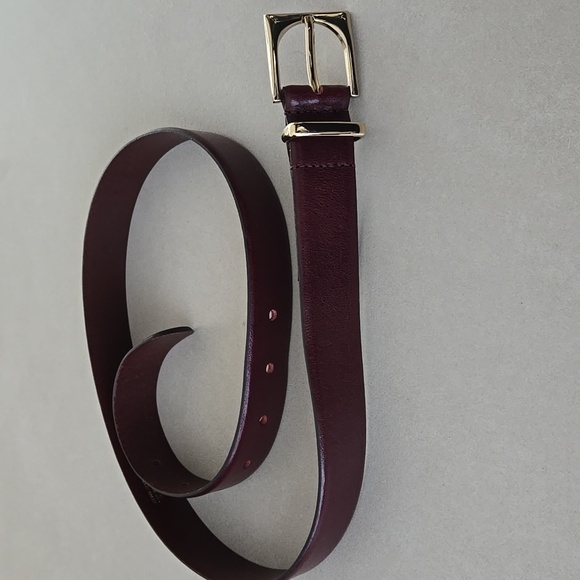 Zara 100% Brown Leather Elegant Belt with Gold Square Buckle - Picture 2 of 5